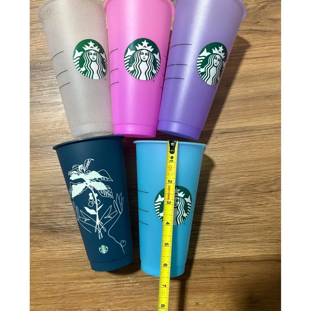 Starbucks Reusable Cold Cup 5pk Set No Lids Tumblers Pink Blue Purple